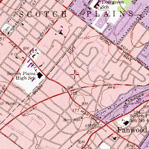 Topographic Map of Forest Road Park, NJ