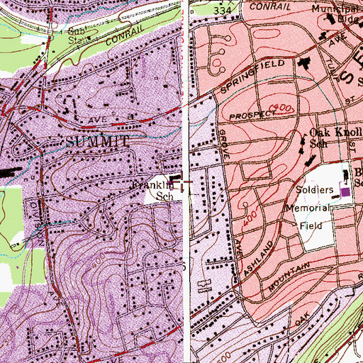Topographic Map of Franklin Elementary School, NJ