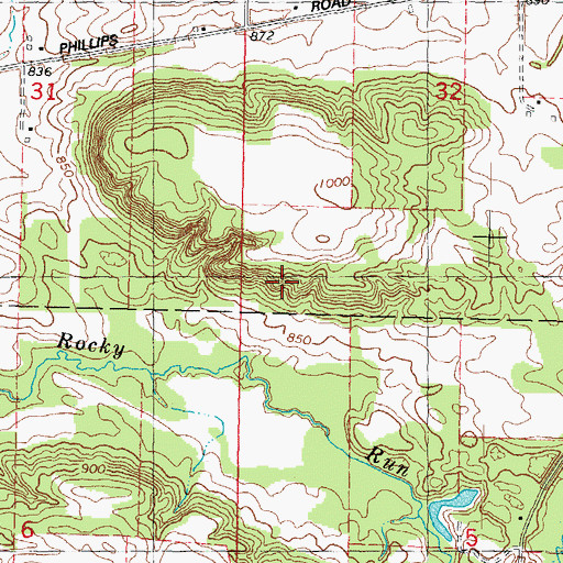 Topographic Map of Rocky Run Oak Savanna State Natural Area, WI