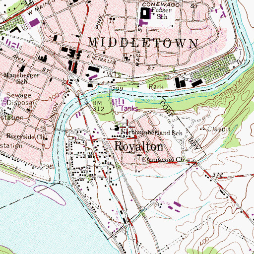 Topographic Map of Royalton Municipal Building, PA