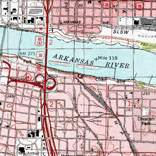 Topographic Map of William J Clinton Presidential Center and Park, AR