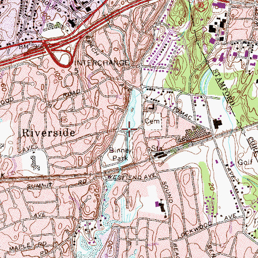 Topographic Map of Binney Park, CT