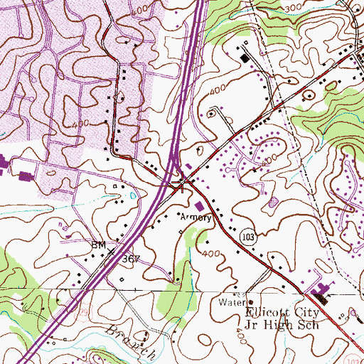 Topographic Map of Howard County Fire Department Station 2, MD