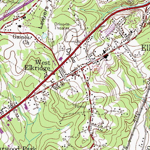 Topographic Map of Howard County Fire Department Station 1, MD