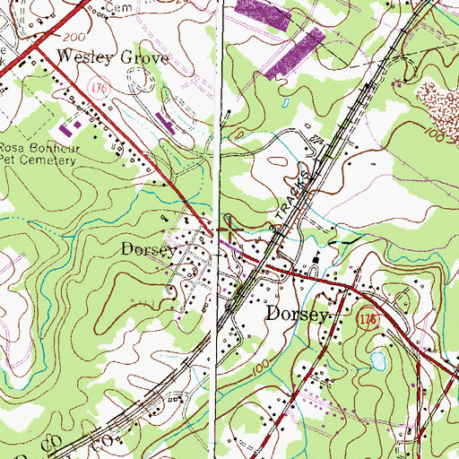 Topographic Map of Dorsey Emmanuel United Methodist Church, MD