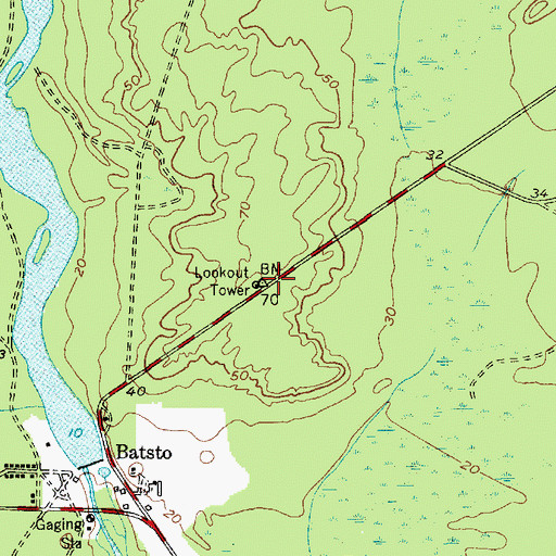 Topographic Map of Batsto Forestry Lookout Tower, NJ