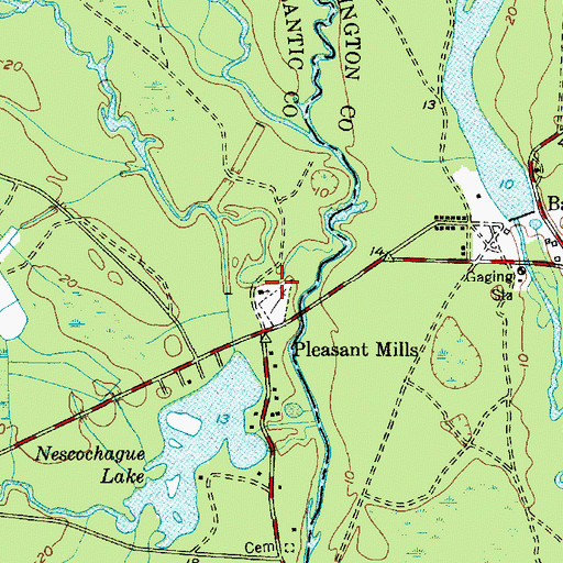 Topographic Map of Batsto-Pleasant Mills United Methodist Church, NJ