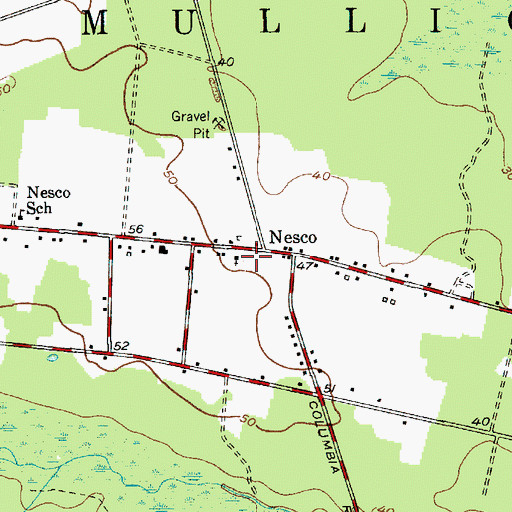 Topographic Map of New Columbia-Nesco United Methodist Church, NJ
