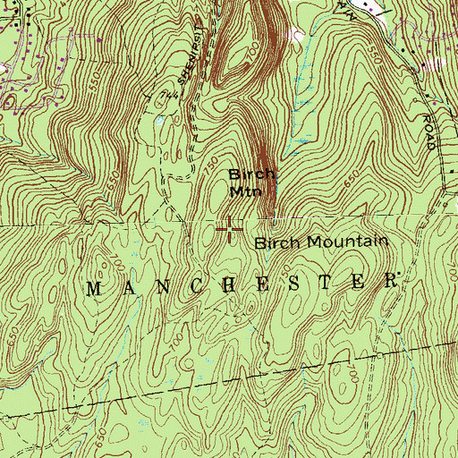 Topographic Map of Birch Mountain, CT