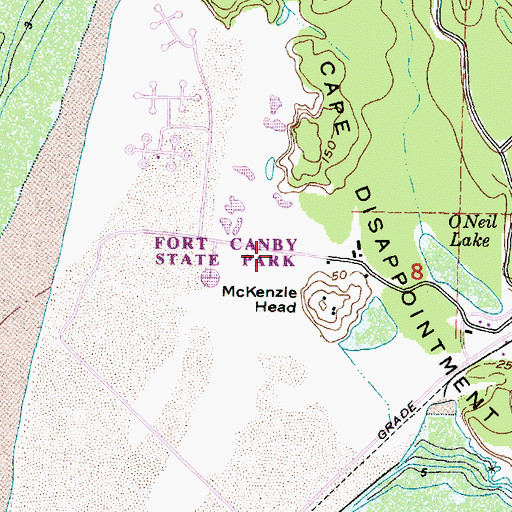 Topographic Map of Lewis and Clark National Historical Park, WA