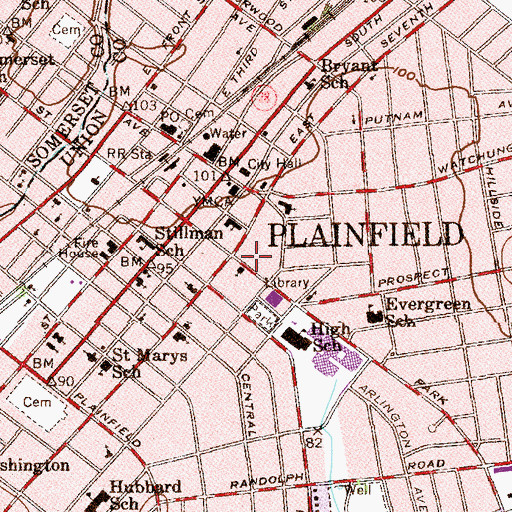 Topographic Map of First Unitarian Society, NJ
