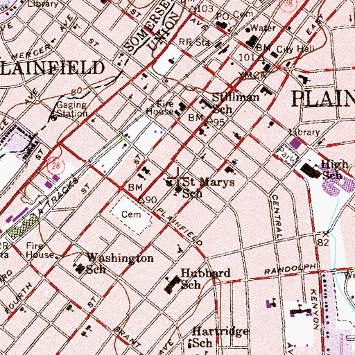 Topographic Map of Saint Mary's Roman Catholic Church, NJ
