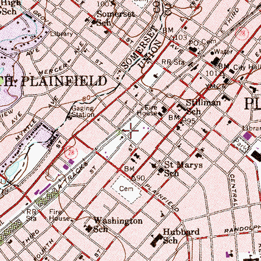 Topographic Map of Mount Olive Baptist Church, NJ