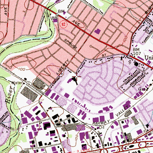 Topographic Map of Battle Hill Elementary School, NJ