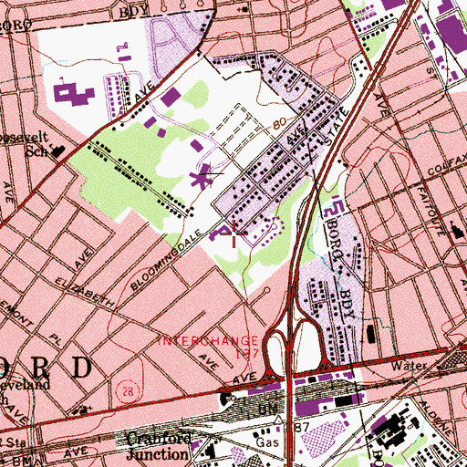 Topographic Map of Bloomingdale Avenue Elementary School, NJ