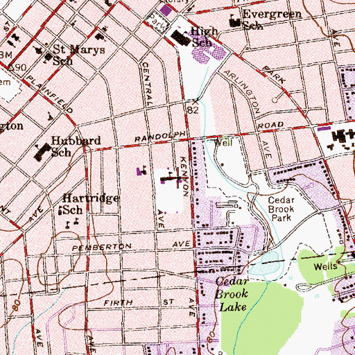 Topographic Map of Cedarbrook Elementary School, NJ