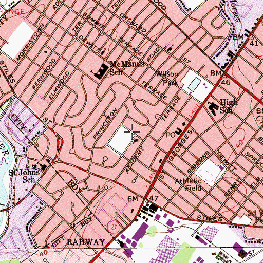 Topographic Map of Deerfield Terrace Elementary School, NJ