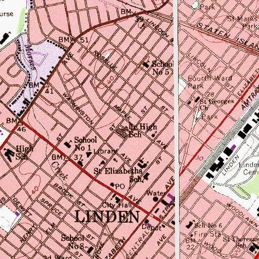 Topographic Map of Joseph E Soehl Middle School, NJ