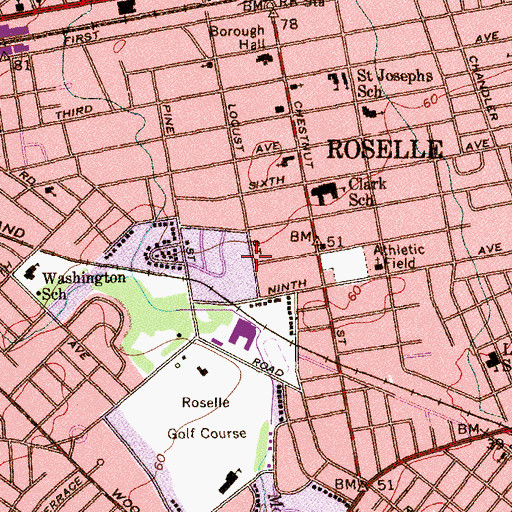 Topographic Map of Leonard V Moore Middle School, NJ