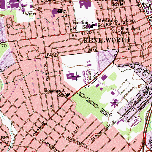 Topographic Map of Orange Avenue Elementary School, NJ
