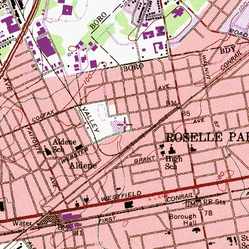 Topographic Map of Roselle Park High School, NJ