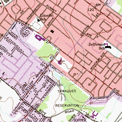 Topographic Map of Tamaques Elementary School, NJ