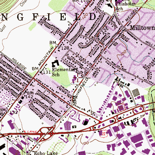 Topographic Map of Thelma L Sandmeier Elementary School, NJ
