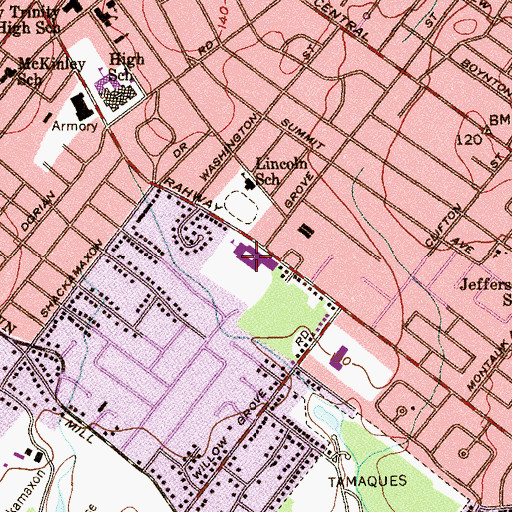 Topographic Map of Thomas Edison Intermediate School, NJ