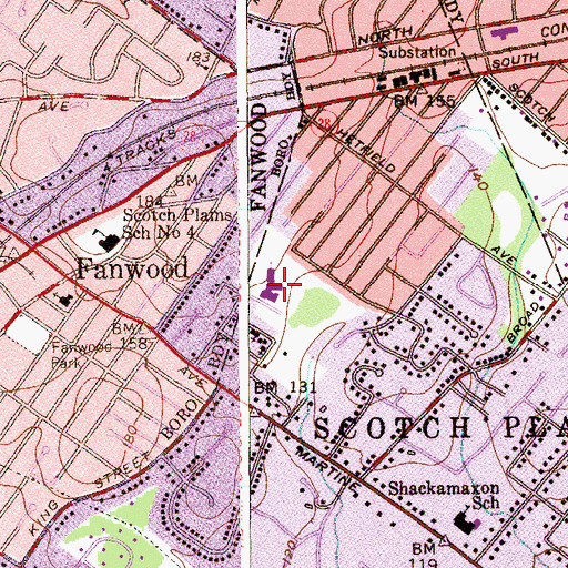 Topographic Map of William J McGinn Elementary School, NJ