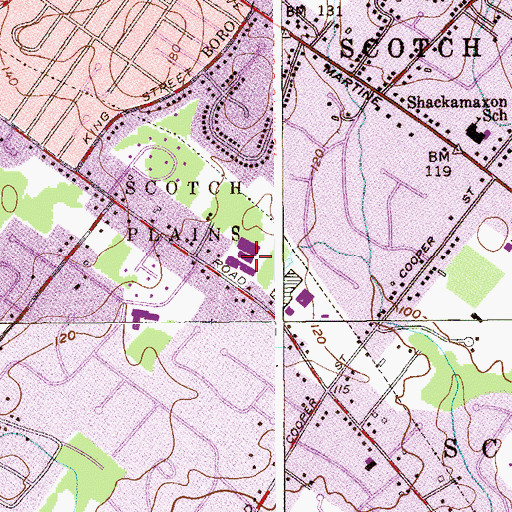 Topographic Map of Terrill Middle School, NJ