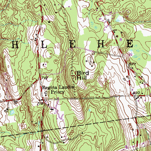 Topographic Map of Bird Hill, CT