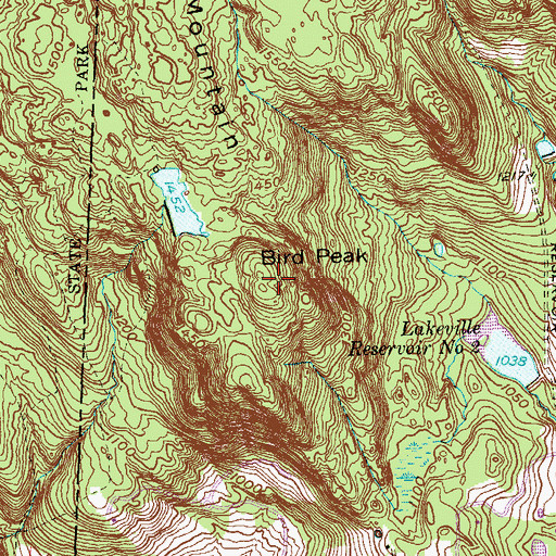 Topographic Map of Bird Peak, CT