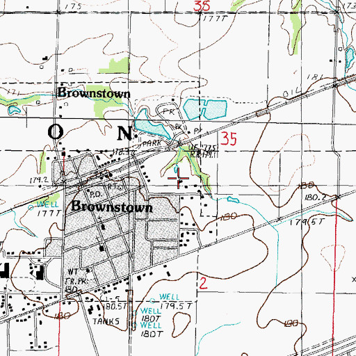 Topographic Map of First Baptist Church of Brownstown, IL