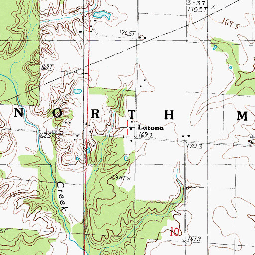 Topographic Map of Latona Church of Christ, IL