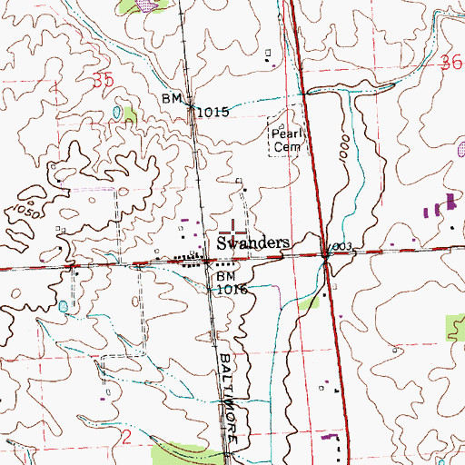 Topographic Map of Swanders Post Office (historical), OH