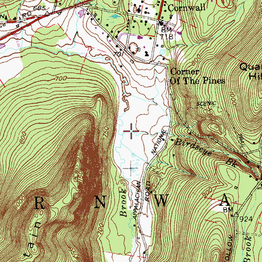 Topographic Map of Birdseye Brook, CT