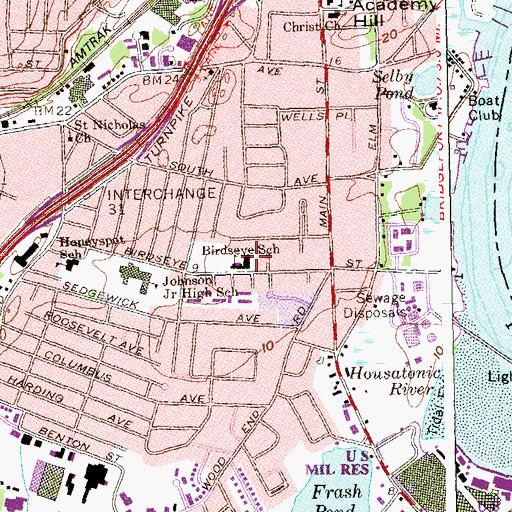 Topographic Map of Birdseye School, CT
