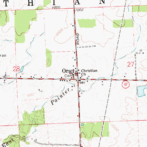 Topographic Map of Oran Post Office (historical), OH