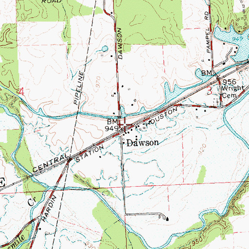 Topographic Map of Dawson Post Office (historical), OH
