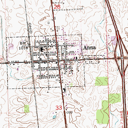 Topographic Map of Anna Post Office, OH