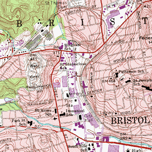 Topographic Map of Birge Pond Brook, CT