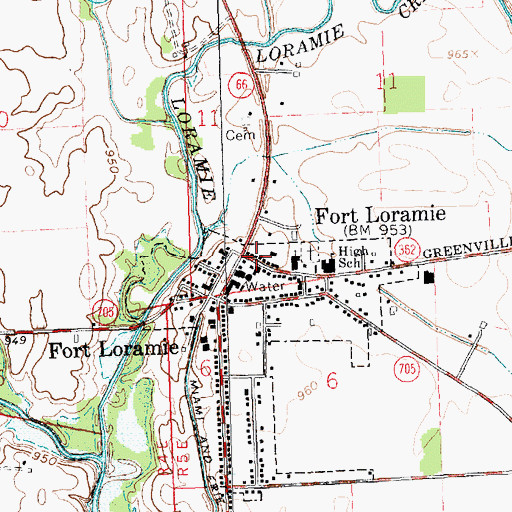 Topographic Map of Fort Loramie Post Office, OH