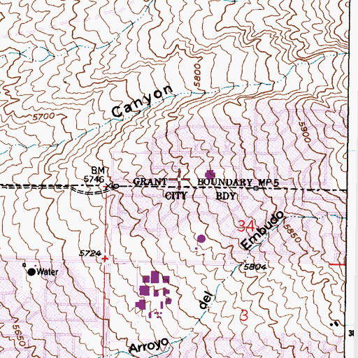 Topographic Map of S Y Jackson Elementary School, NM
