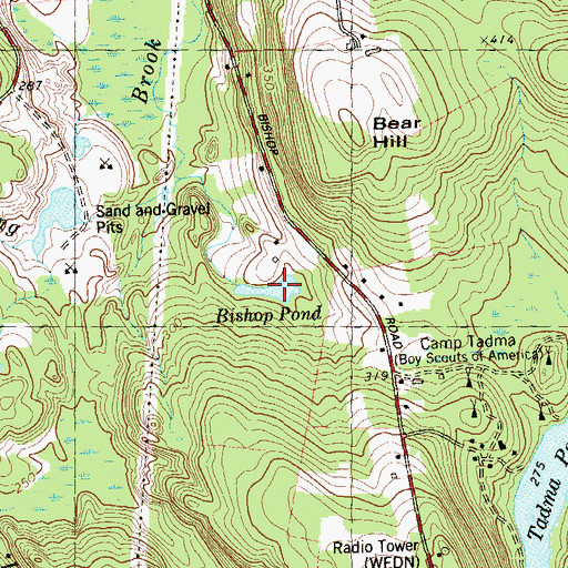 Topographic Map of Bishop Pond, CT