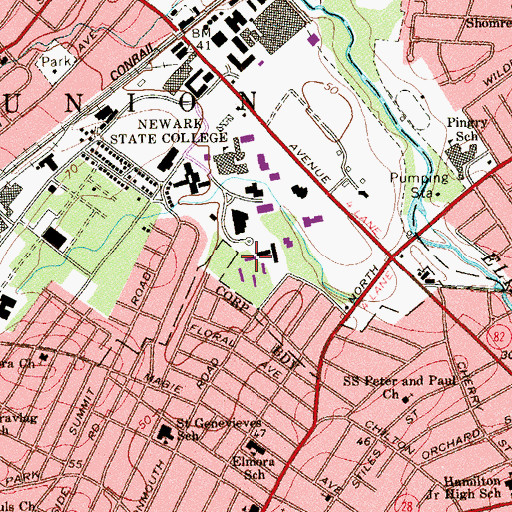 Topographic Map of Bartlett Hall, NJ