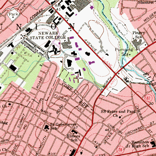 Topographic Map of Rogers Hall, NJ