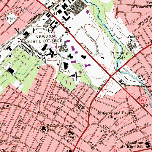 Topographic Map of Burch Hall, NJ
