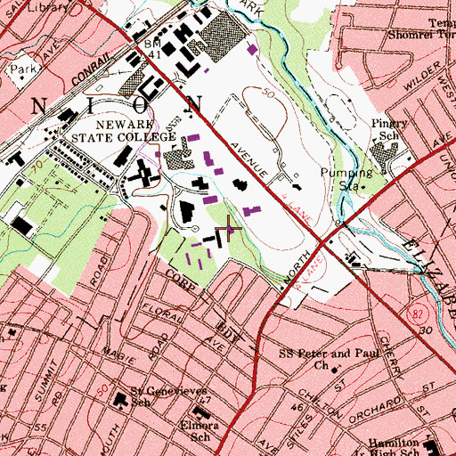 Topographic Map of Whiteman Hall, NJ