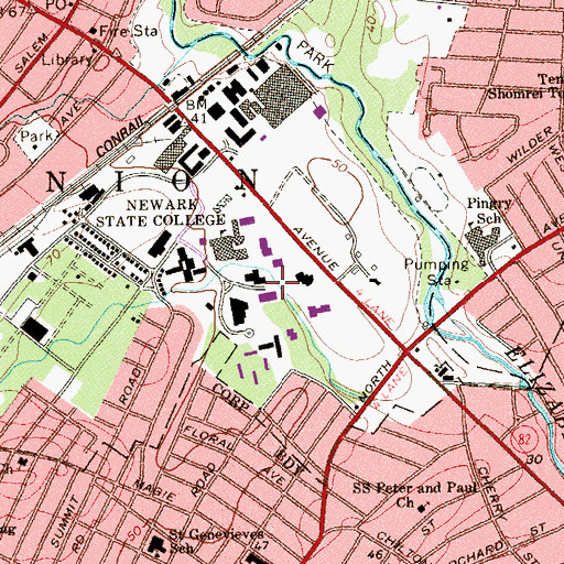 Topographic Map of Nancy Thompson Library, NJ