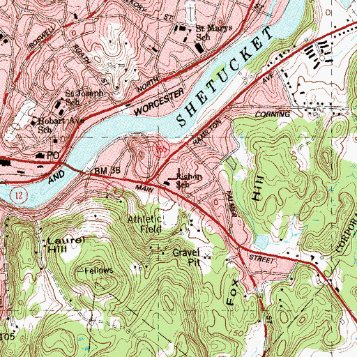 Topographic Map of Bishop School, CT